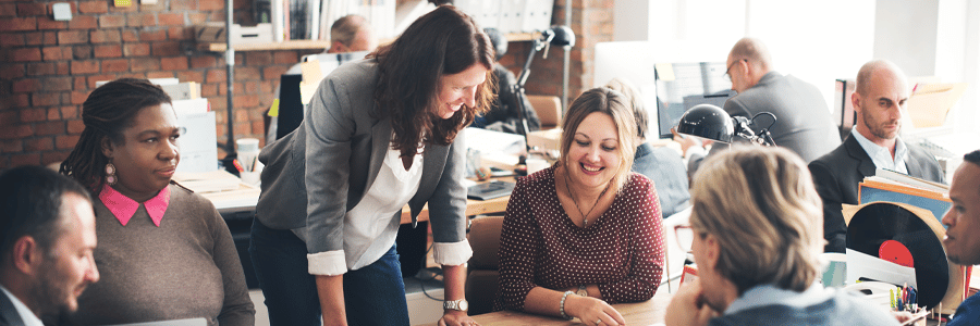 group of three women working together