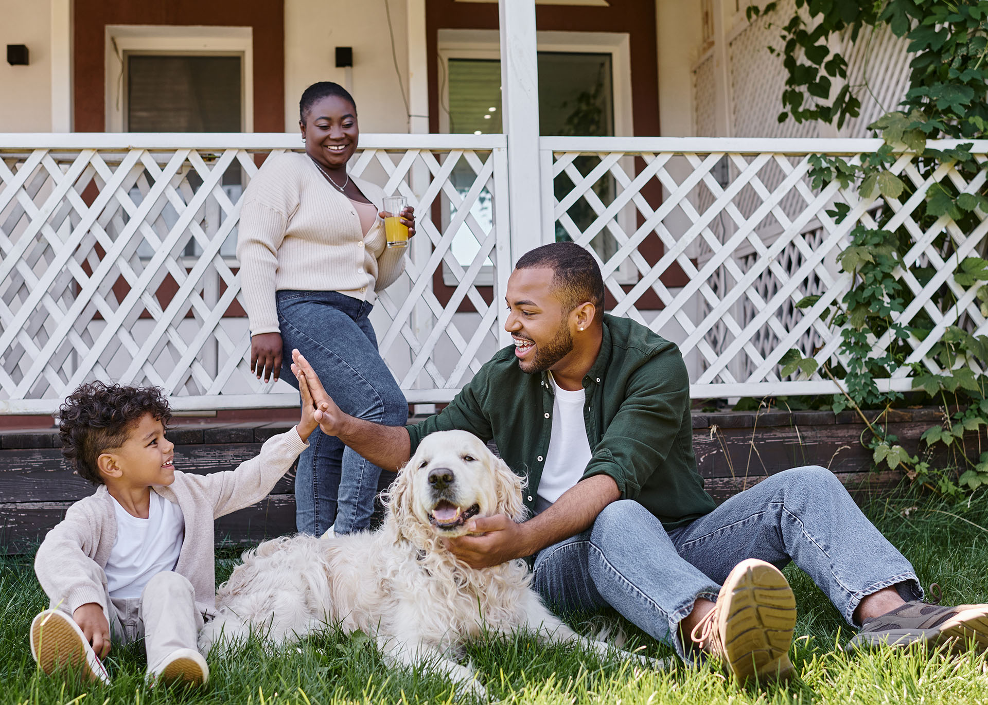 family with a dog