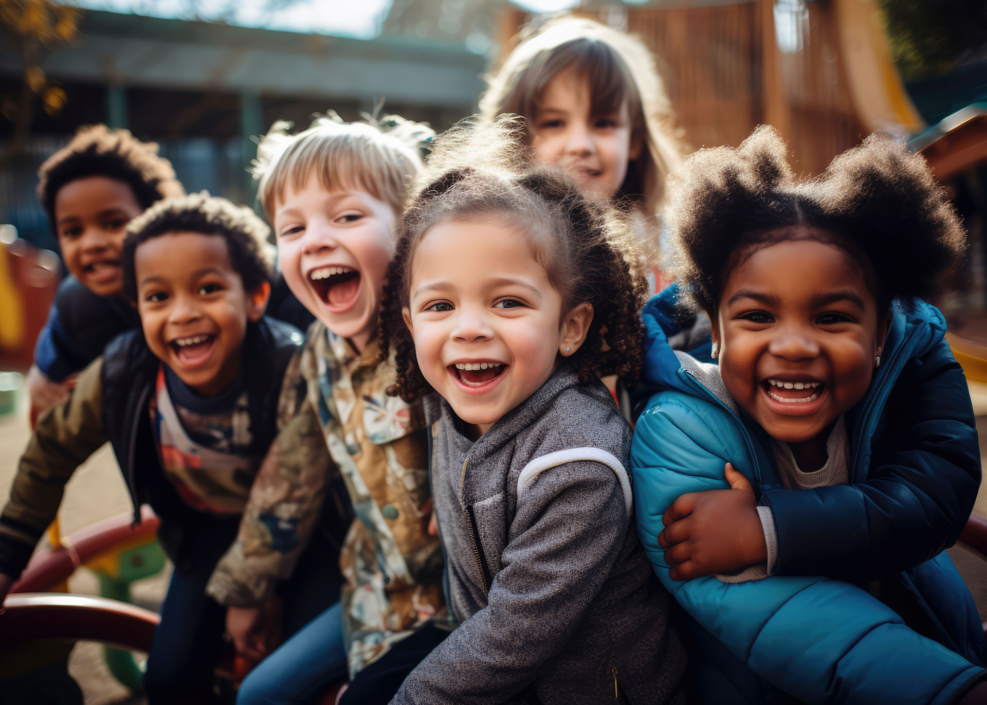 group of kids laughing