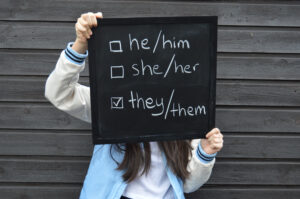 Teenager,Is,Holding,A,Black,Board,With,Text,In,White